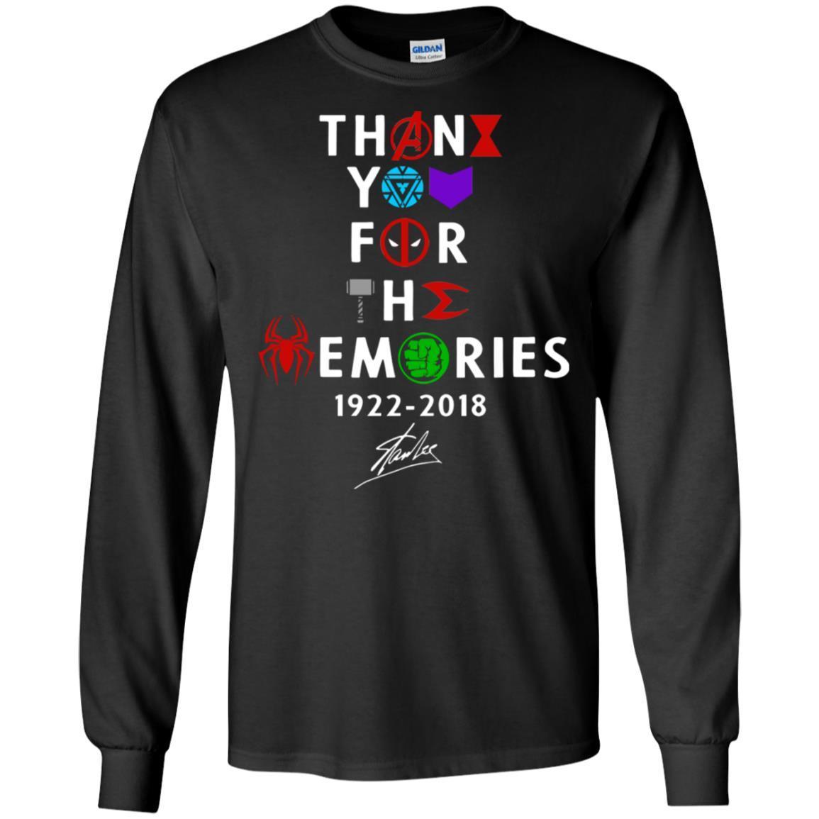 Thank You For The Memories Stan Lee Movie Hero Fan Shirt Black S