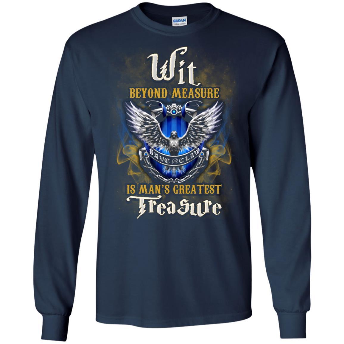 Wit Beyond Measure Is Man's Greatest Treasure Ravenclaw House Harry Potter Fan Shirt Navy S