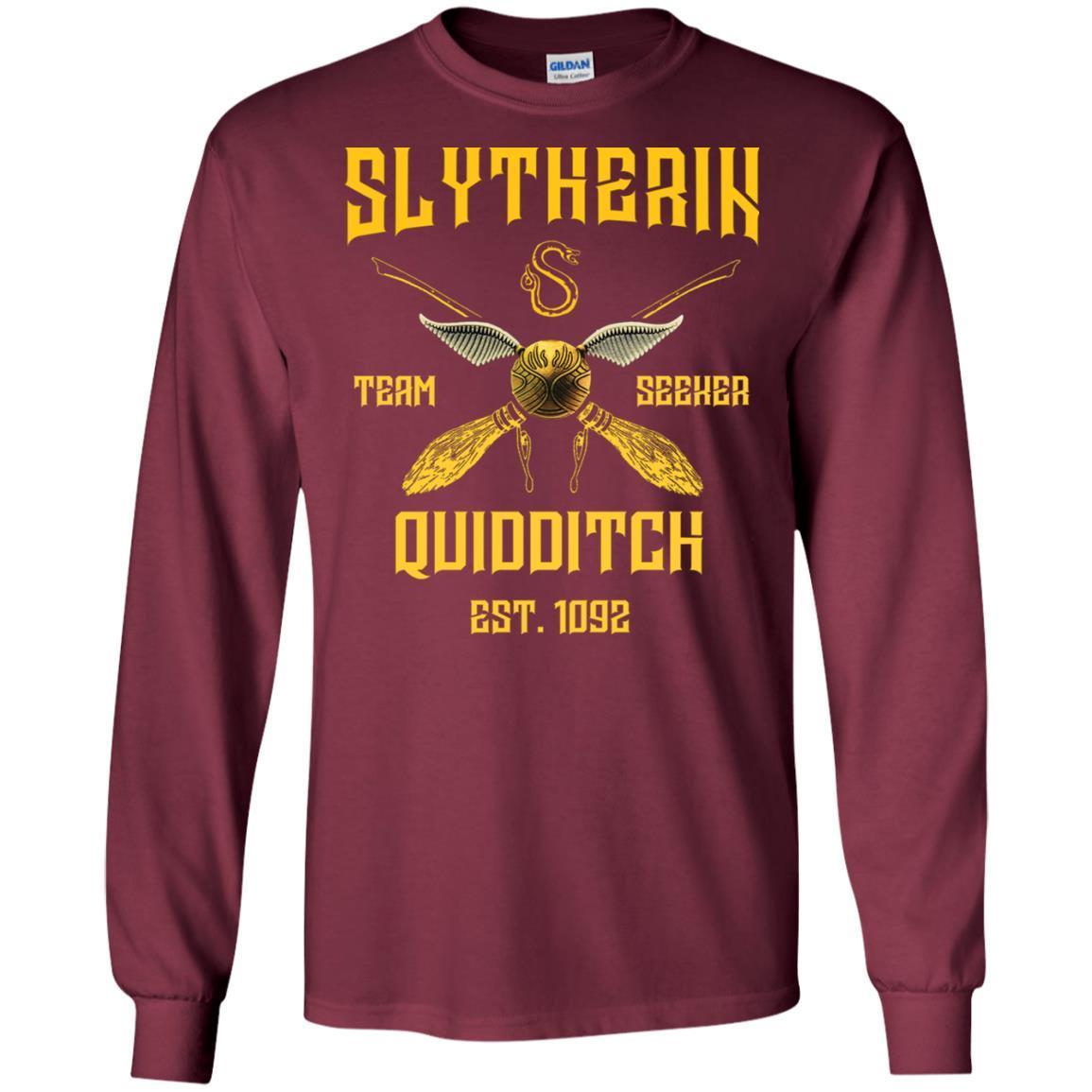 Slytherin Quiddith Team Seeker Est 1092 Harry Potter Shirt Maroon S