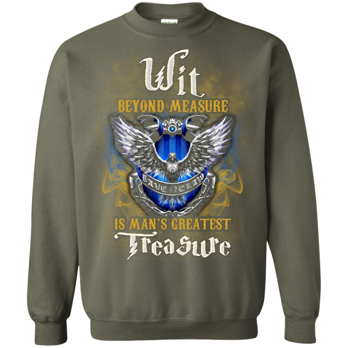 Wit Beyond Measure Is Man's Greatest Treasure Ravenclaw House Harry Potter Fan Shirt Military Green S