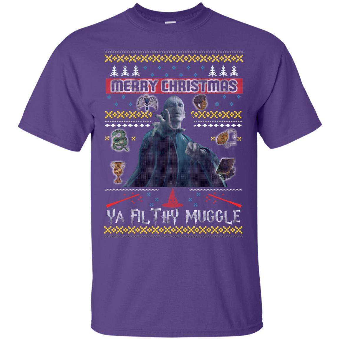 Merry Christmas Ya Filthy Muggle Harry Potter Fan T-shirt Purple S