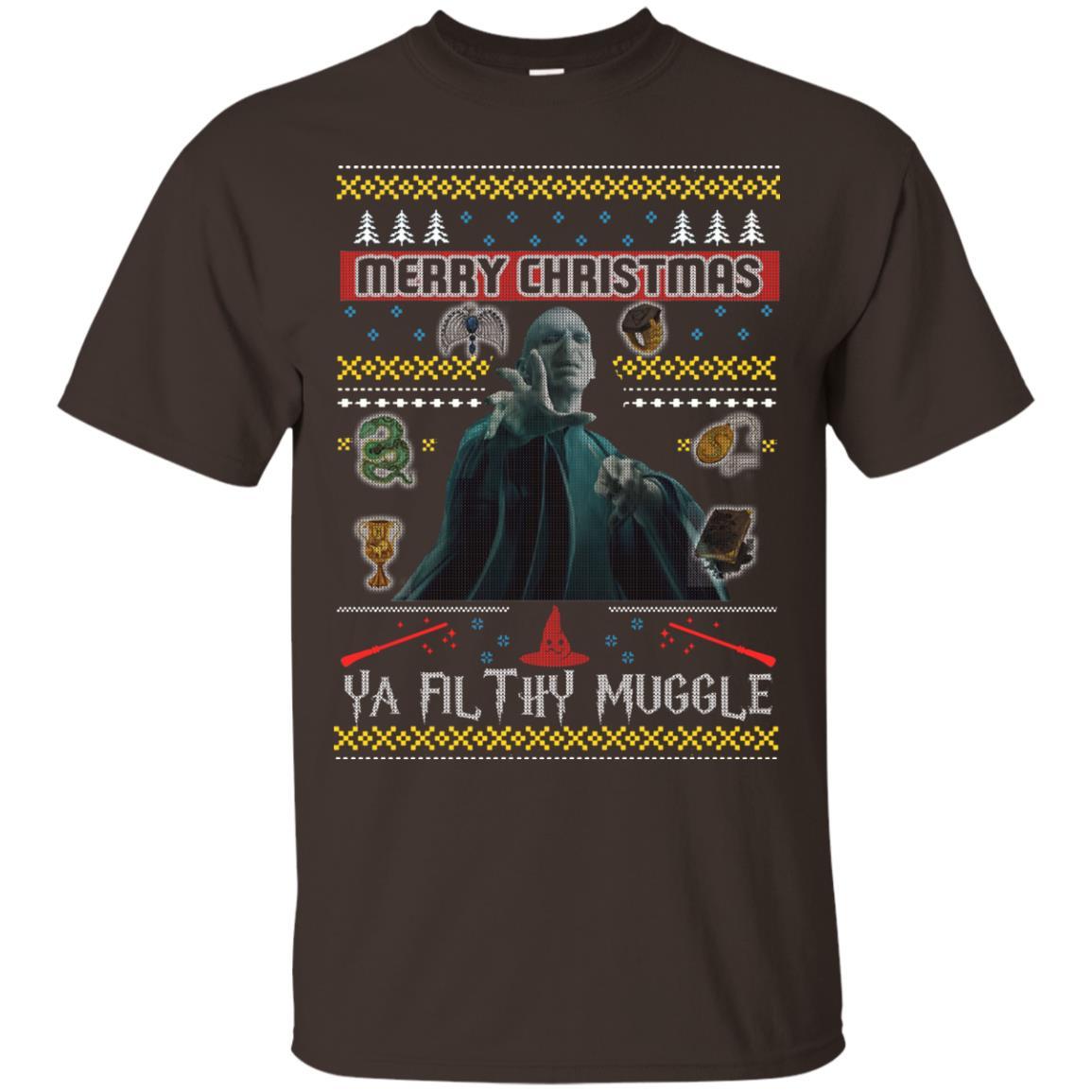 Merry Christmas Ya Filthy Muggle Harry Potter Fan T-shirt Dark Chocolate S