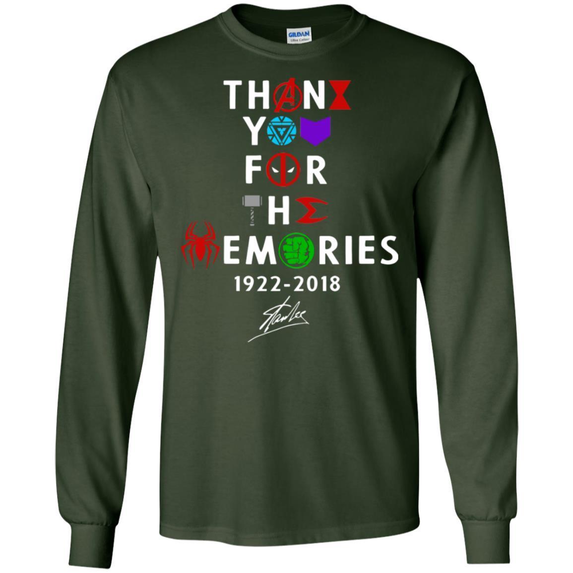 Thank You For The Memories Stan Lee Movie Hero Fan Shirt Forest Green S