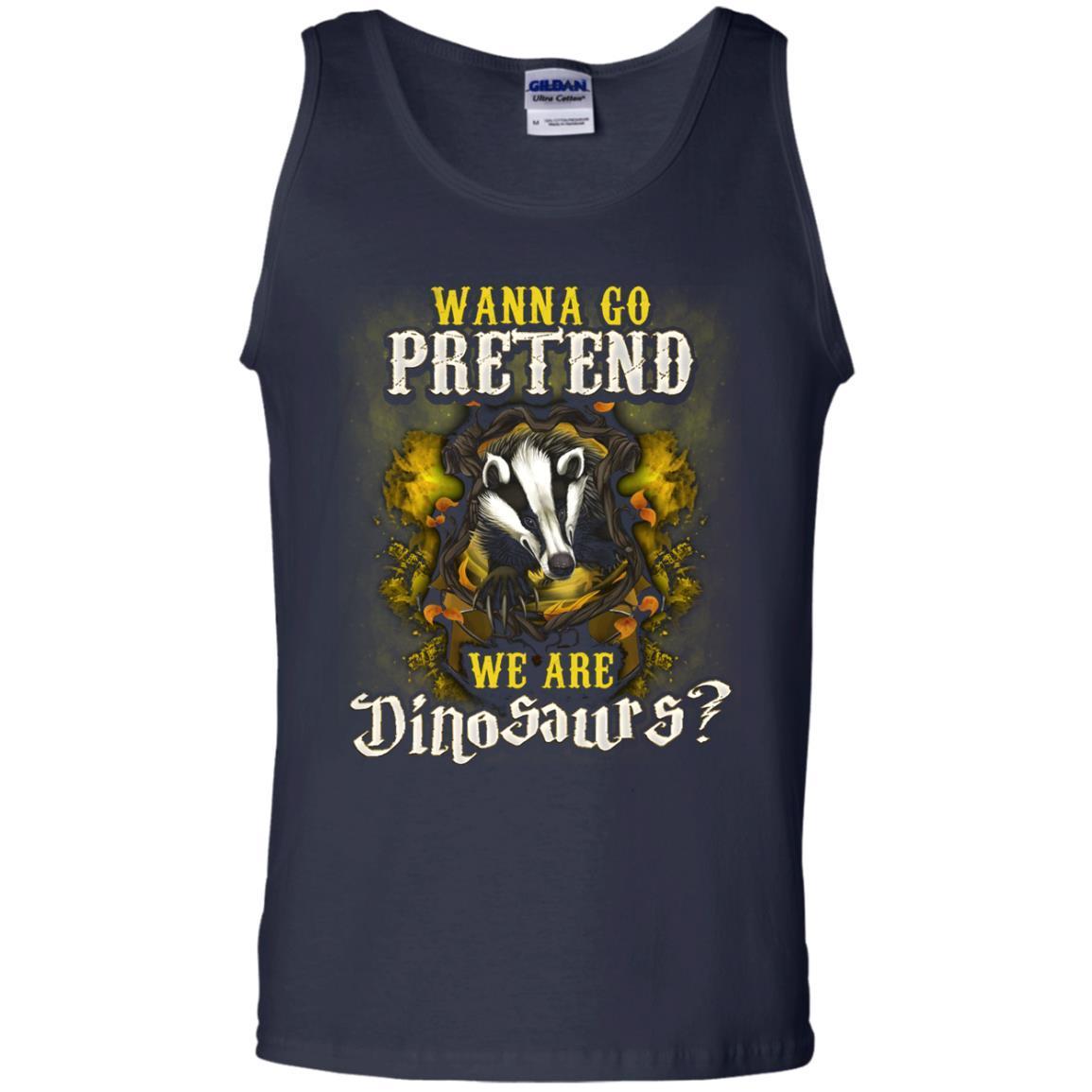 Wanna Go Pretend We're Dinosaurs Hufflepuff House Harry Potter Shirt Navy S