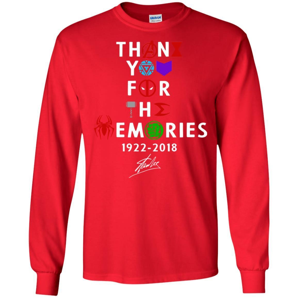 Thank You For The Memories Stan Lee Movie Hero Fan Shirt Red S