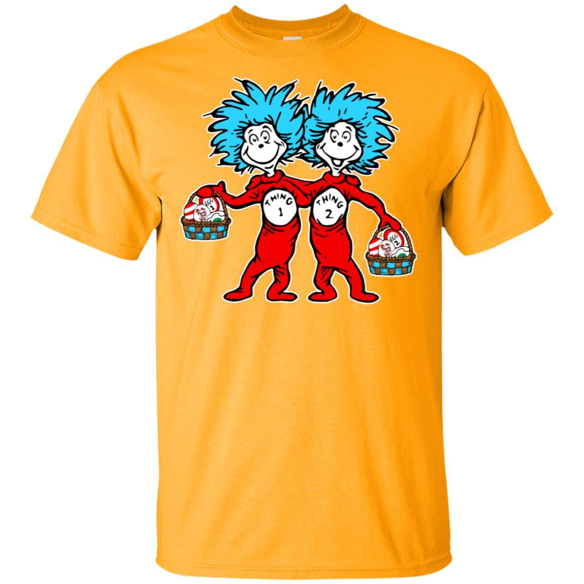 Dr. Seuss Thing 1 Thing 2 Easter Egg T-shirt Gold S