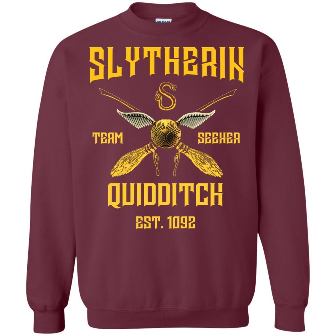 Slytherin Quiddith Team Seeker Est 1092 Harry Potter Shirt Maroon S