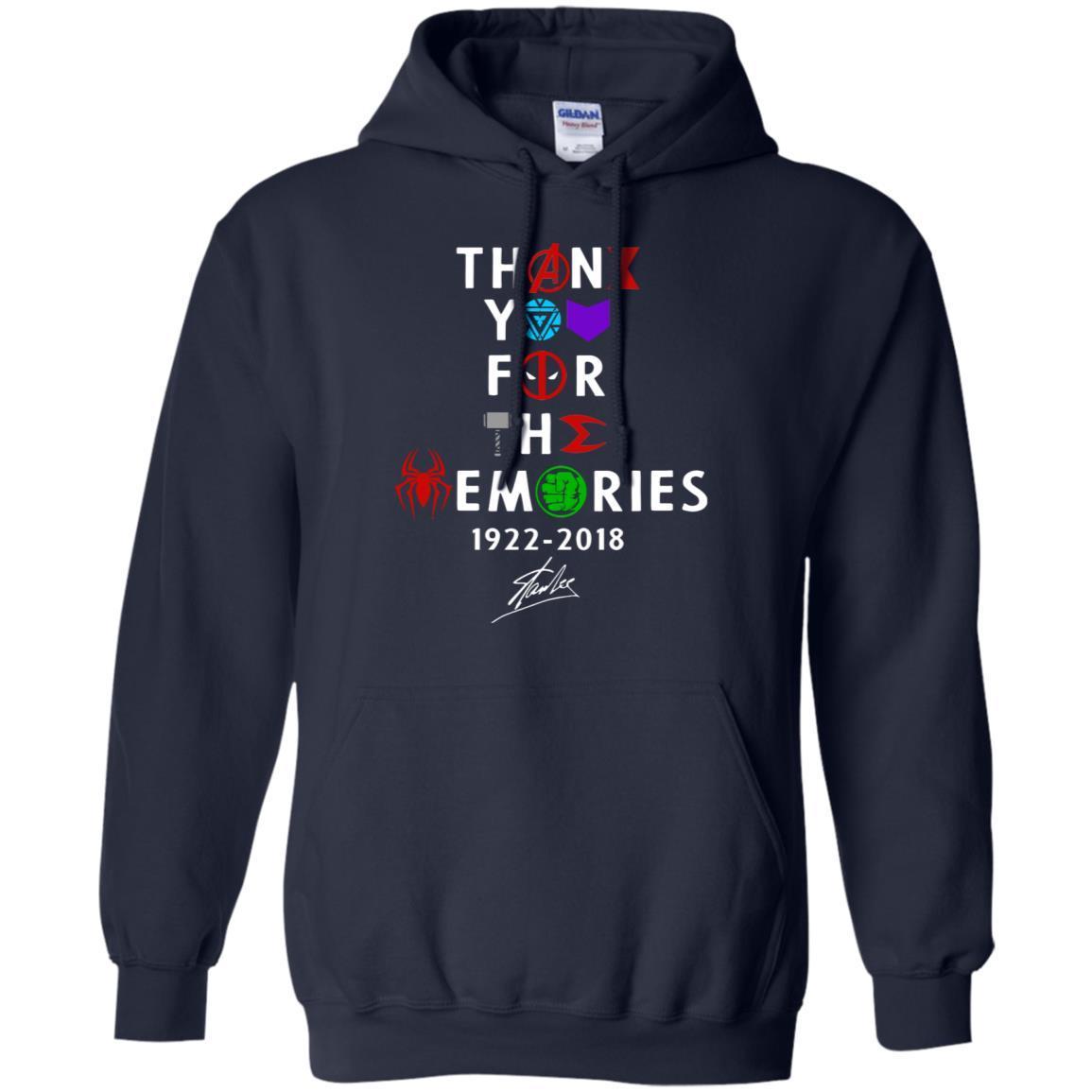 Thank You For The Memories Stan Lee Movie Hero Fan Shirt Navy S