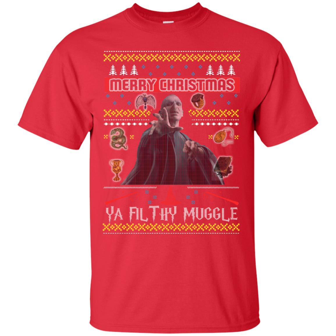 Merry Christmas Ya Filthy Muggle Harry Potter Fan T-shirt Red S