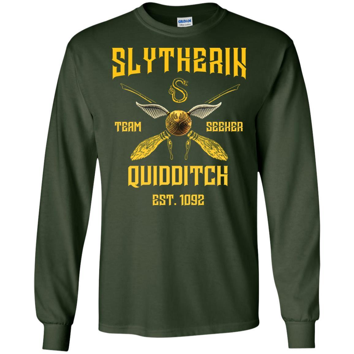 Slytherin Quiddith Team Seeker Est 1092 Harry Potter Shirt Forest Green S