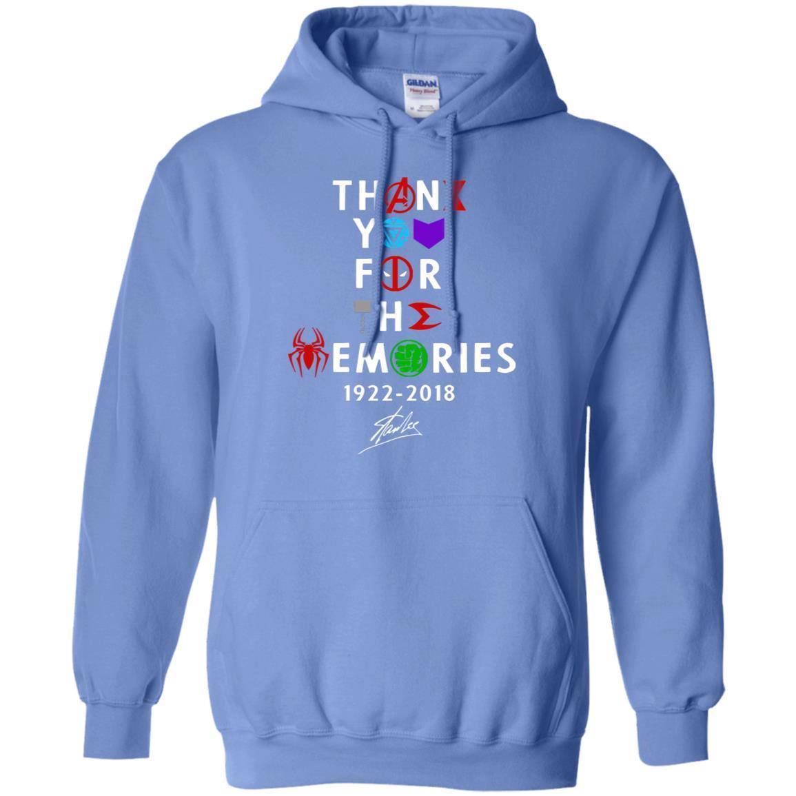 Thank You For The Memories Stan Lee Movie Hero Fan Shirt Carolina Blue S