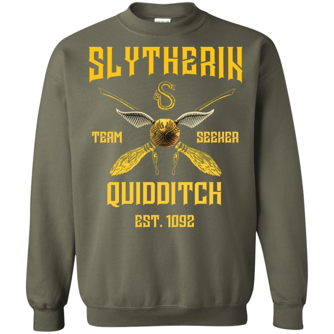 Slytherin Quiddith Team Seeker Est 1092 Harry Potter Shirt Military Green S