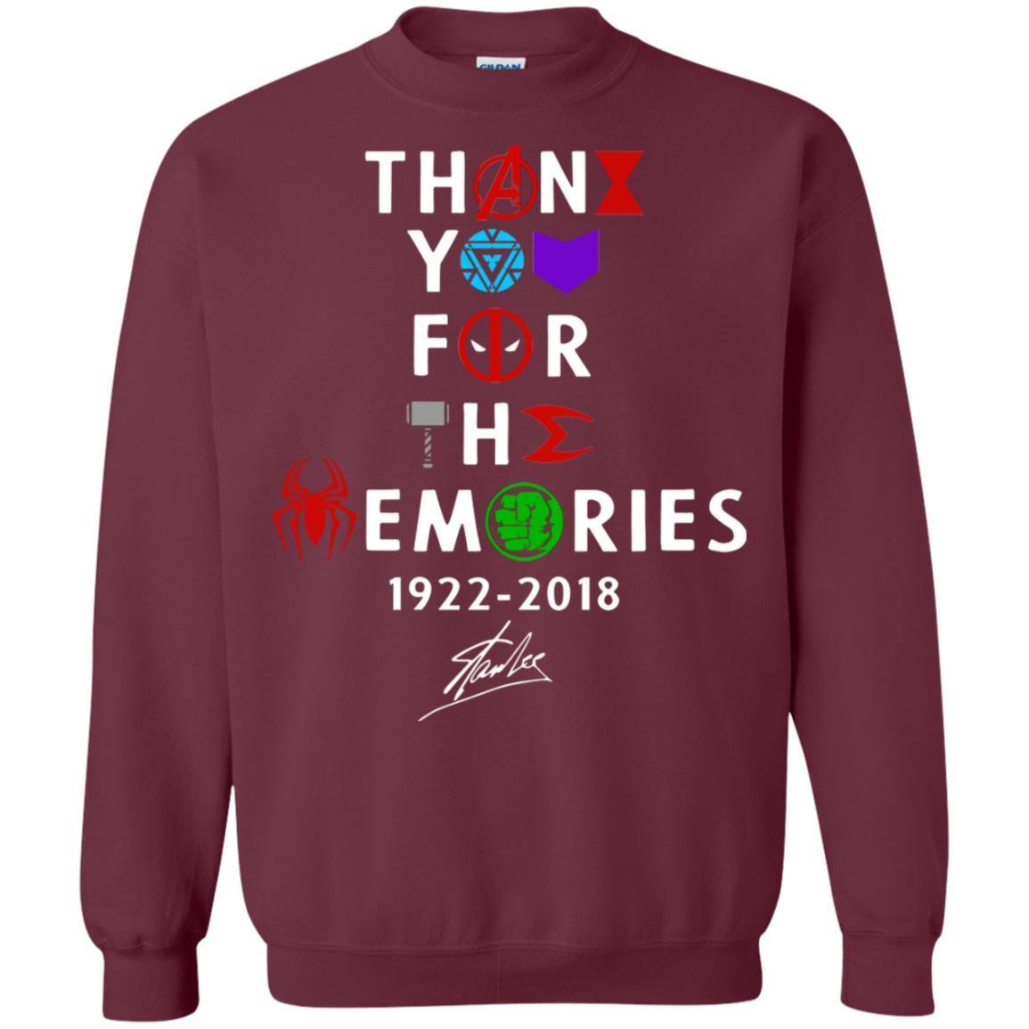 Thank You For The Memories Stan Lee Movie Hero Fan Shirt Maroon S