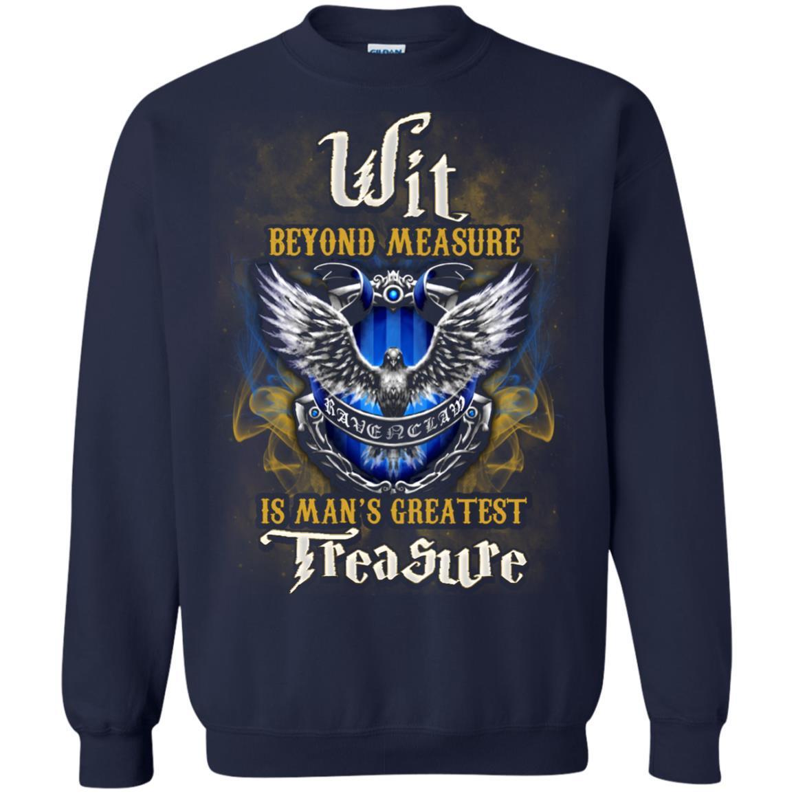 Wit Beyond Measure Is Man's Greatest Treasure Ravenclaw House Harry Potter Fan Shirt Navy S
