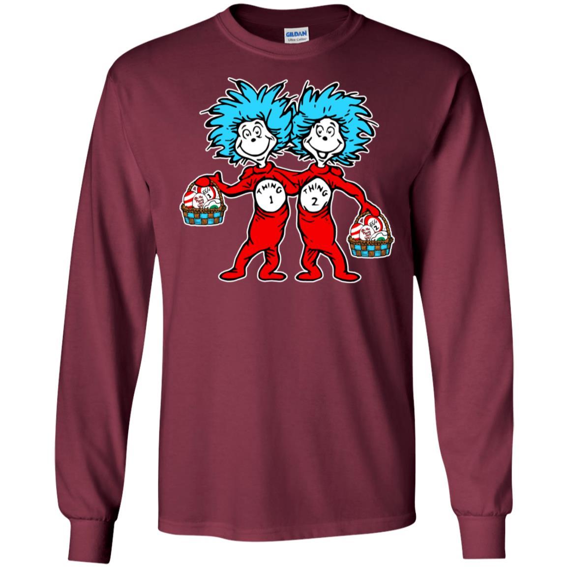Dr. Seuss Thing 1 Thing 2 Easter Egg T-shirt Maroon S