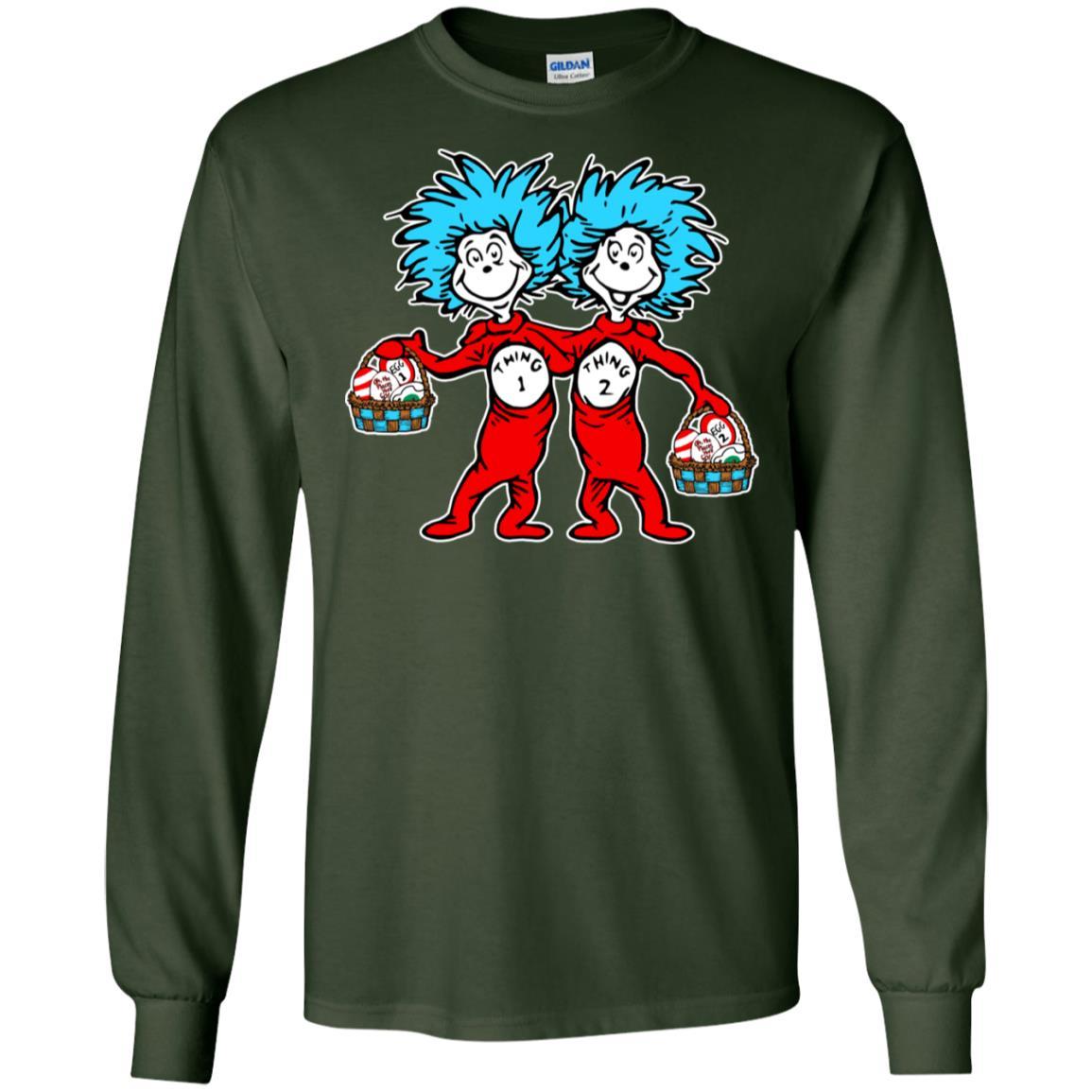 Dr. Seuss Thing 1 Thing 2 Easter Egg T-shirt Forest Green S