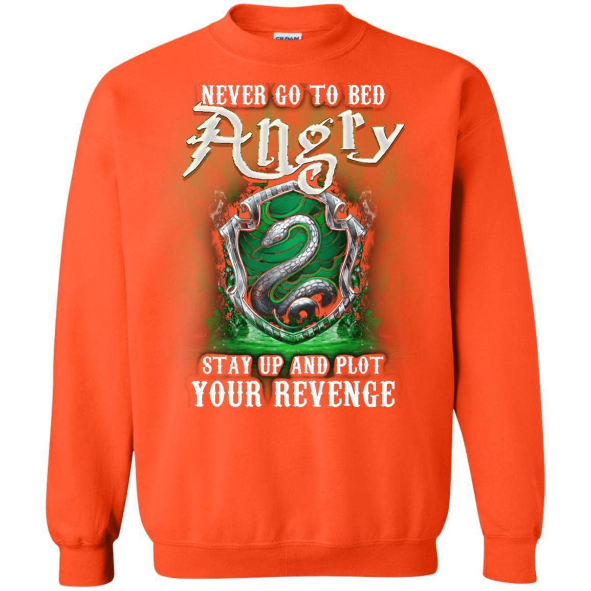 Never Go To Bed Angry Stay Up And Plot Your Revenge Slytherin House Harry Potter Fan Shirt