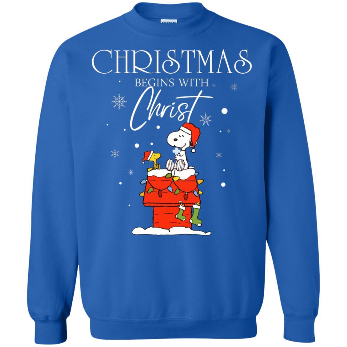 Christmas Begins With Christ Shirt Royal S