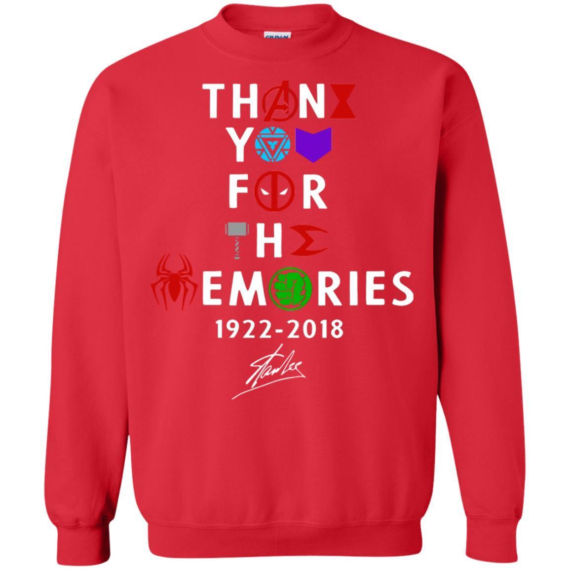 Thank You For The Memories Stan Lee Movie Hero Fan Shirt Red S