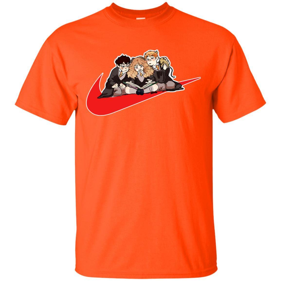Harry Ron Hermione Gryffindor House Harry Potter Fan Shirt Orange S