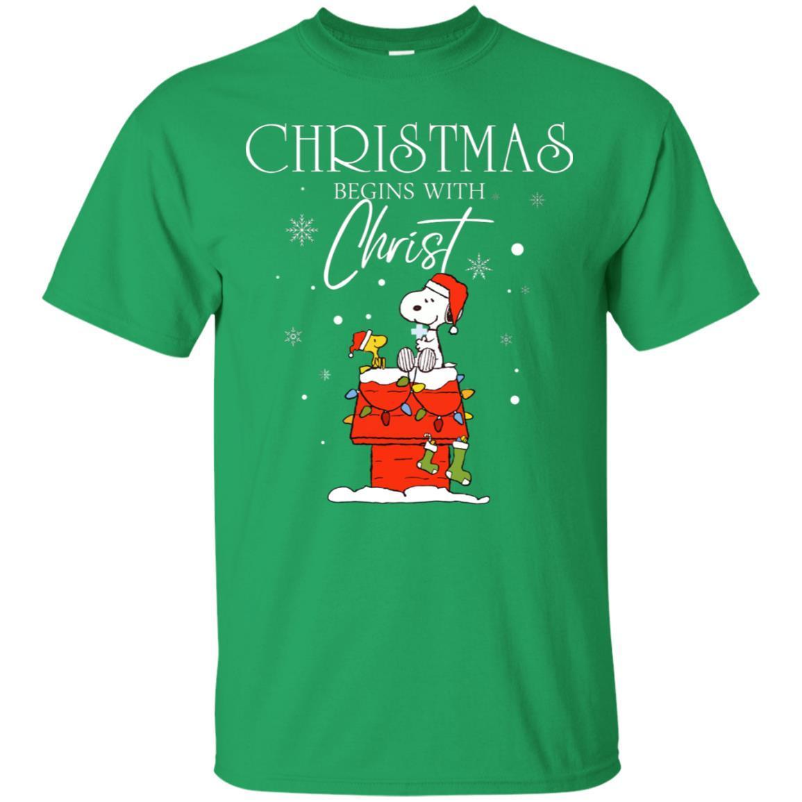 Christmas Begins With Christ Shirt Irish Green S
