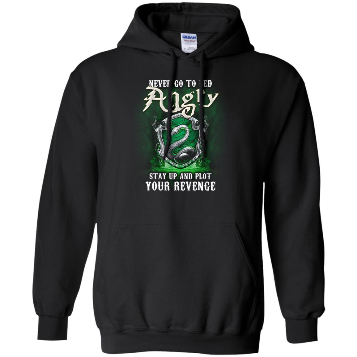 Never Go To Bed Angry Stay Up And Plot Your Revenge Slytherin House Harry Potter Fan Shirt Black S
