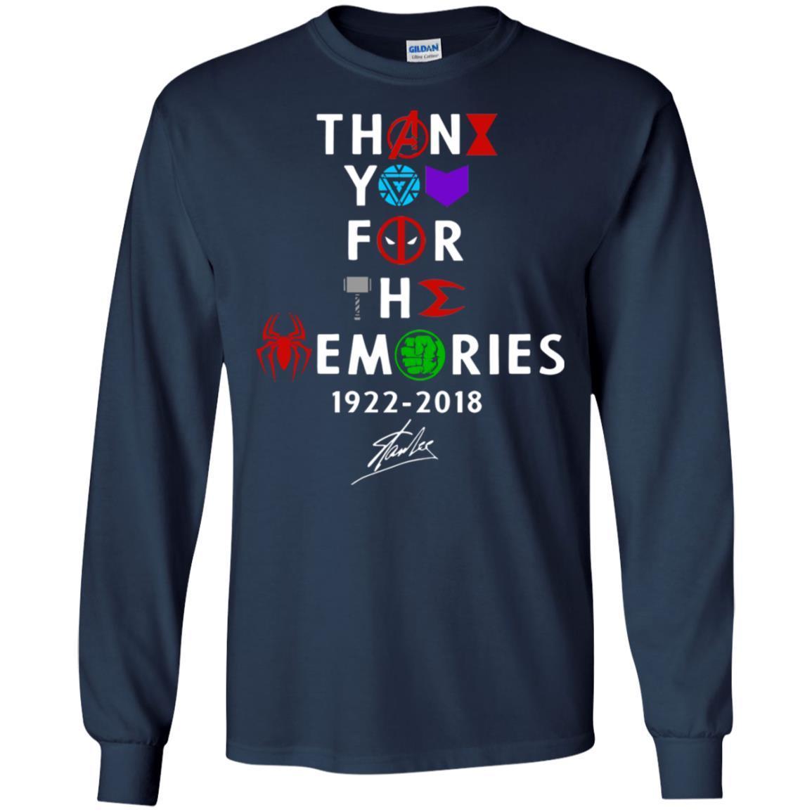 Thank You For The Memories Stan Lee Movie Hero Fan Shirt Navy S