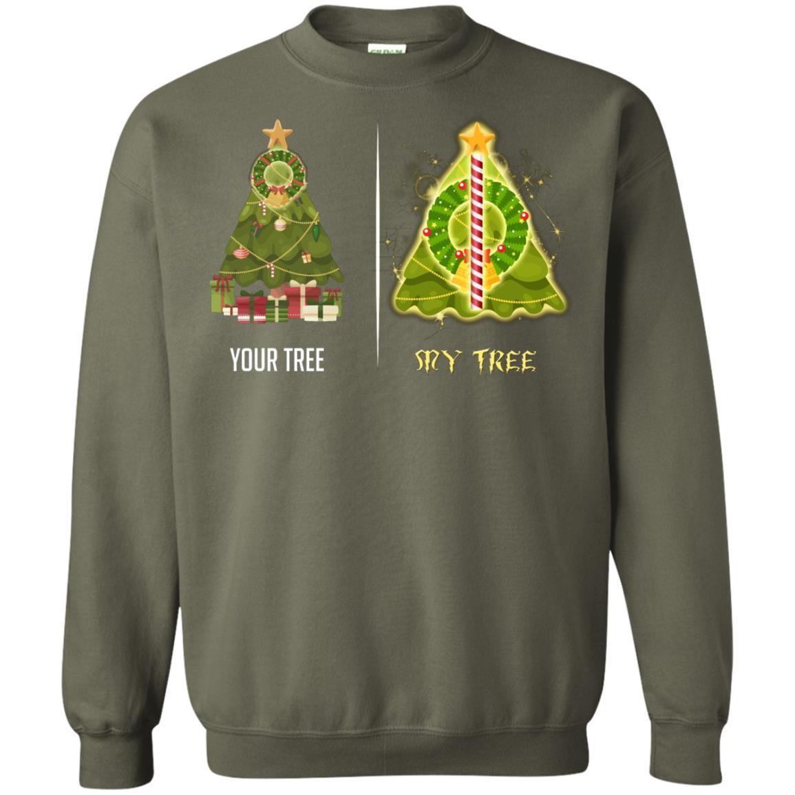 Harry Potter Christmas Tree Shirt Military Green S