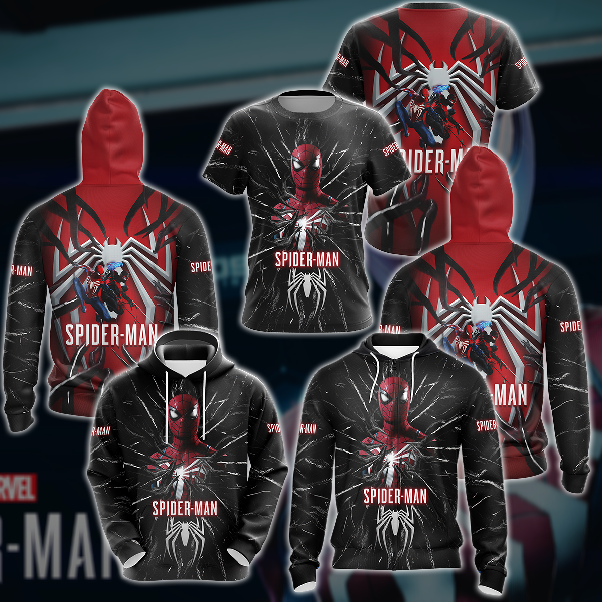 Spider-Man 2 Video Game All Over Printed T-shirt Tank Top Zip Hoodie Pullover Hoodie Hawaiian Shirt Beach Shorts Joggers