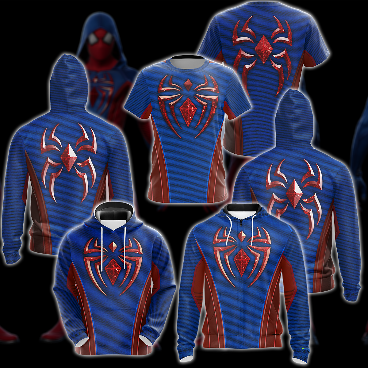 Spider-Man 2 Peter Parker Scarlet III Suit Cosplay Video Game All Over Printed T-shirt Tank Top Zip Hoodie Pullover Hoodie Hawaiian Shirt Beach Shorts Joggers