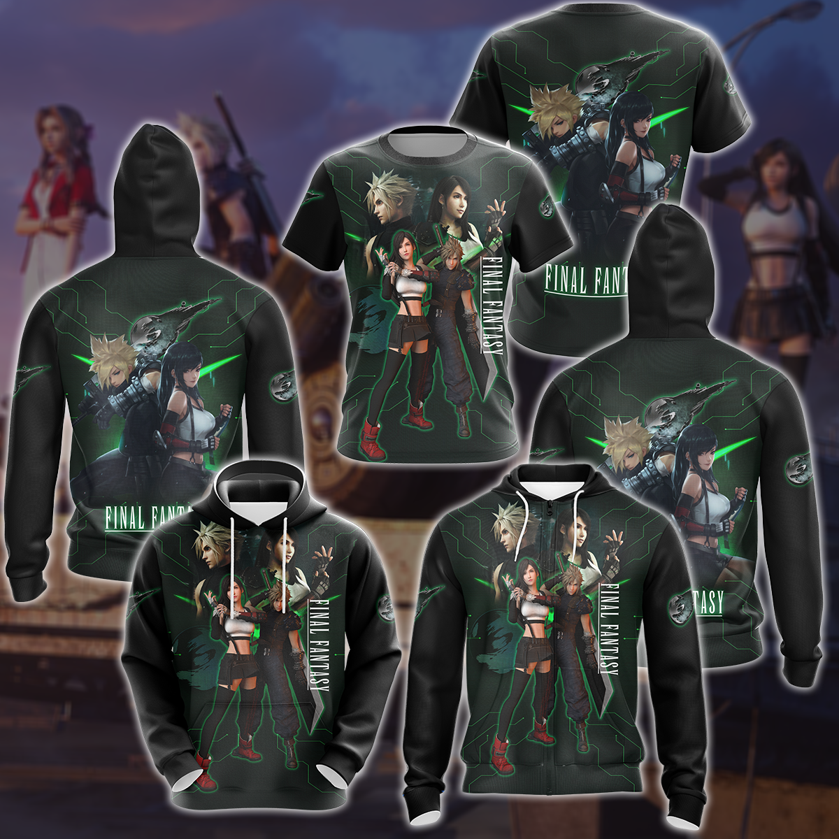 Final Fantasy VII Video Game 3D All Over Printed T-shirt Tank Top Zip Hoodie Pullover Hoodie Hawaiian Shirt Beach Shorts Joggers