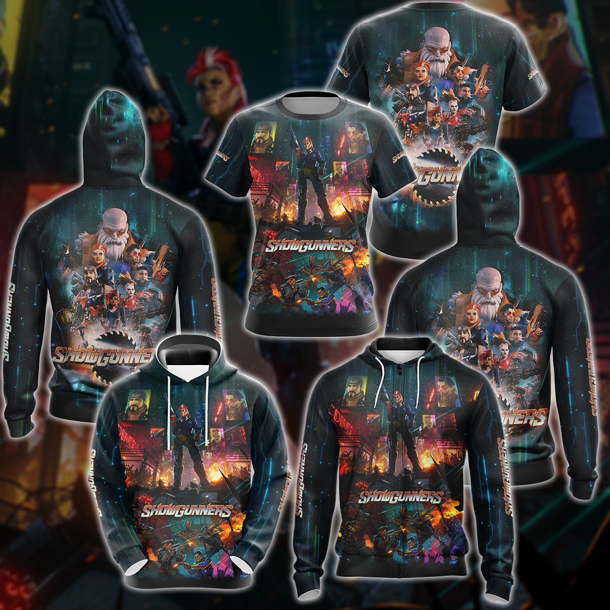 Showgunners Video Game 3D All Over Printed T-shirt Tank Top Zip Hoodie Pullover Hoodie Hawaiian Shirt Beach Shorts Jogger
