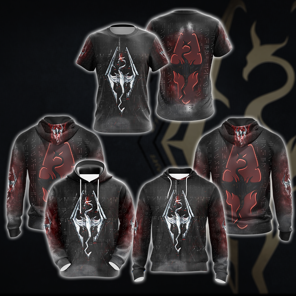 The Elder Scrolls V: Skyrim Video Game All Over Print T-shirt Tank Top Zip Hoodie Pullover Hoodie