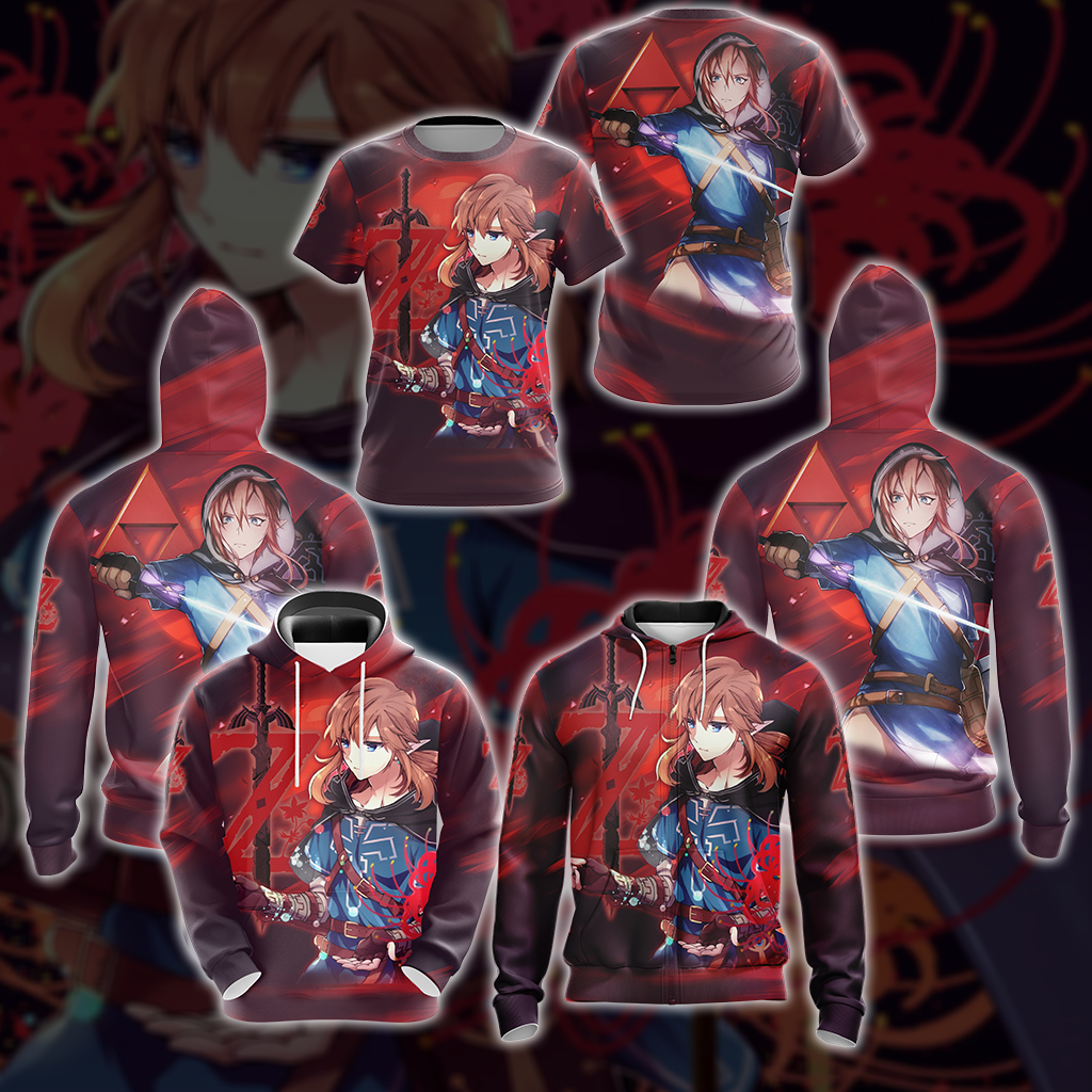 Link The Legend of Zelda All Over Print T-shirt Tank Top Zip Hoodie Pullover Hoodie