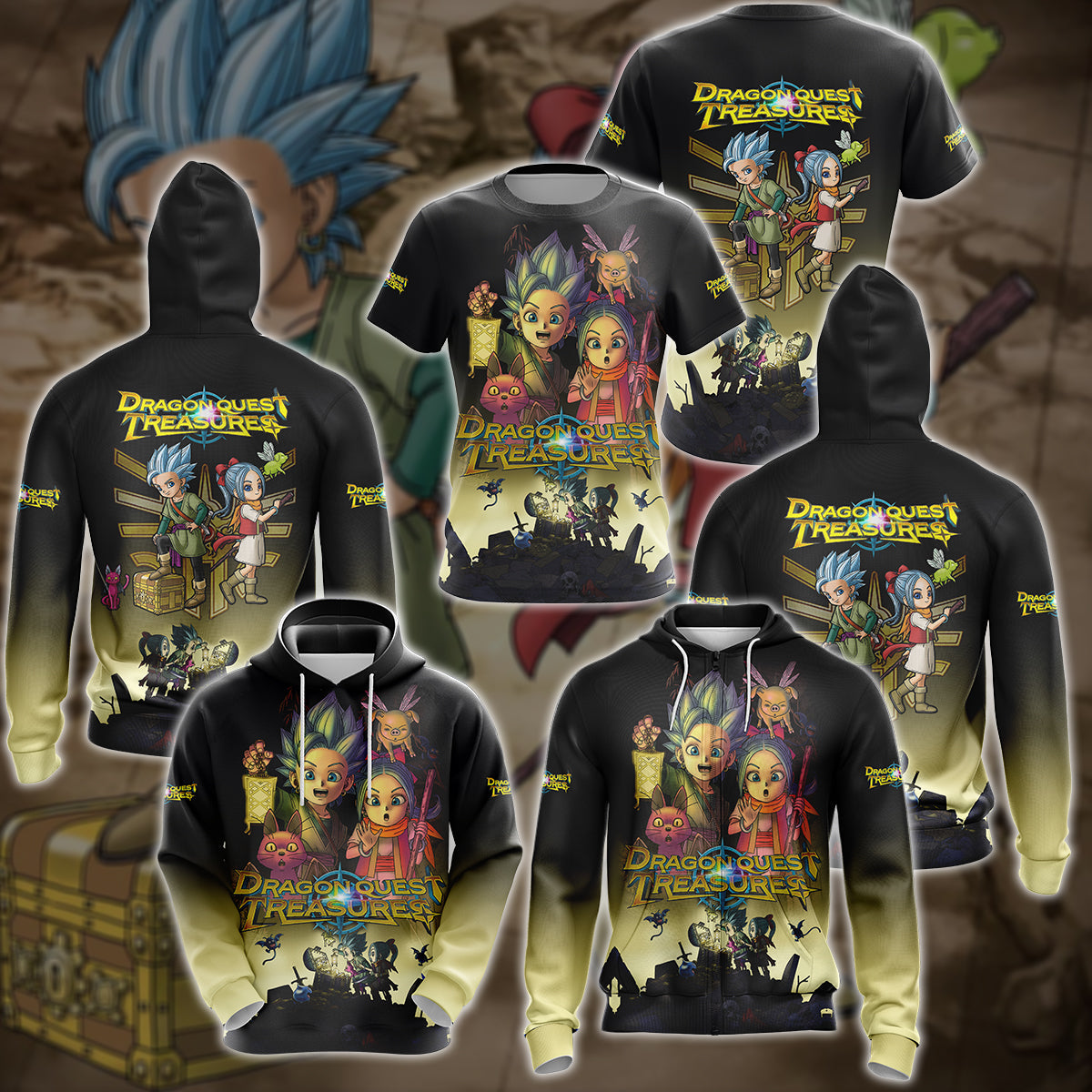Dragon Quest Treasures Video Game 3D All Over Printed T-shirt Tank Top Zip Hoodie Pullover Hoodie Hawaiian Shirt Beach Shorts Jogger