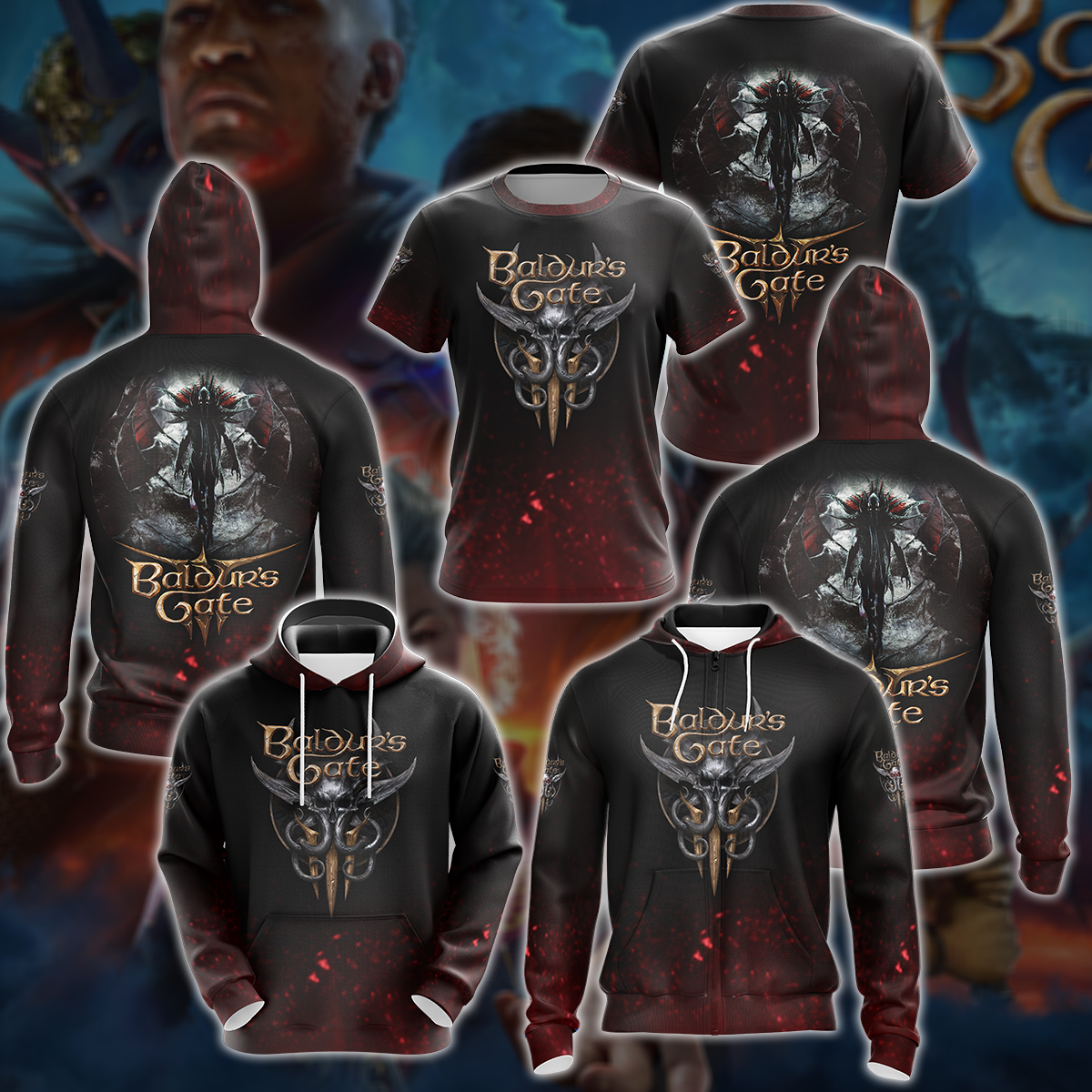 Baldur's Gate 3 Video Game All-Over T-shirt Hoodie Tank Top Hawaiian Shirt Beach Shorts Joggers