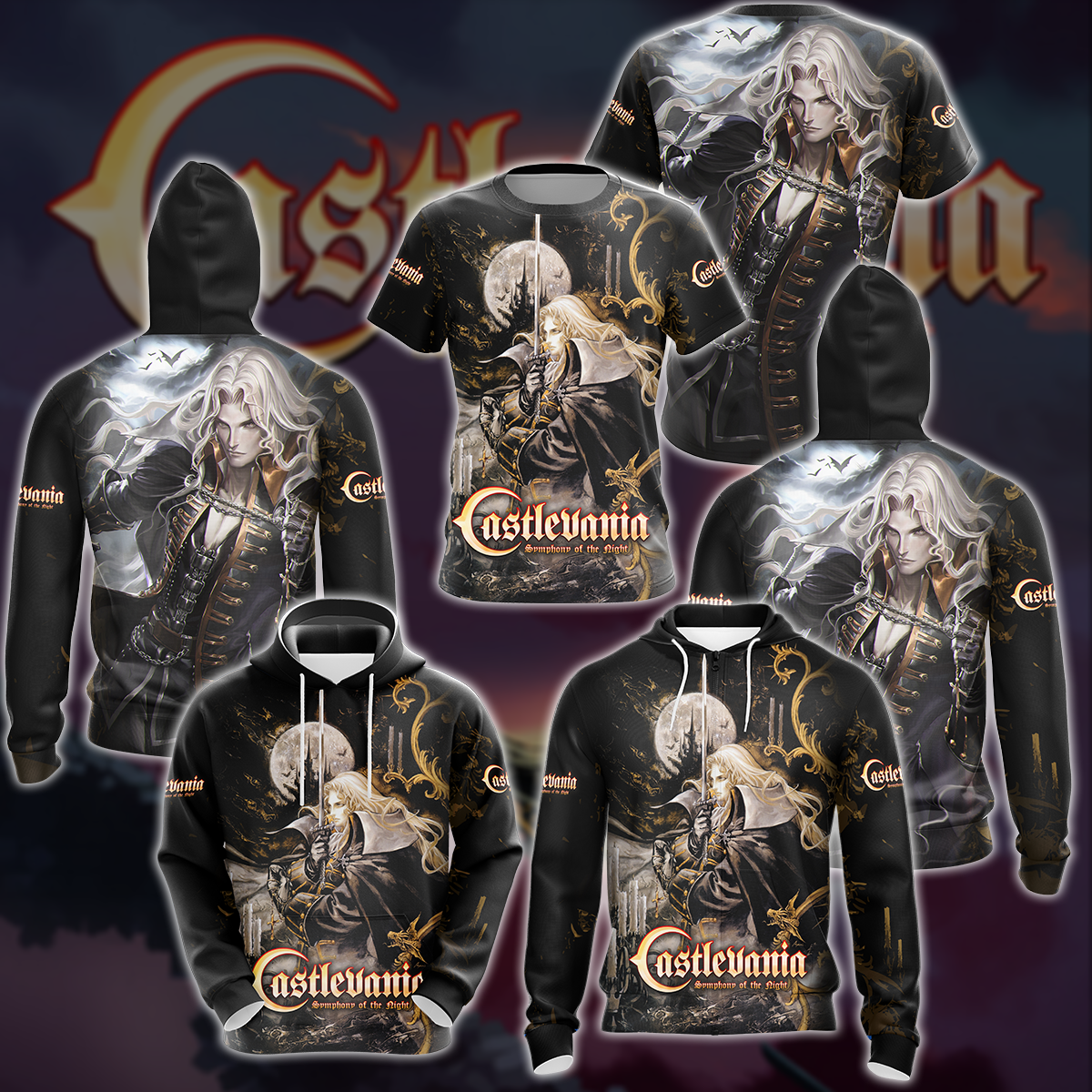 Castlevania: Symphony of the Night Video Game 3D All Over Printed T-shirt Tank Top Zip Hoodie Pullover Hoodie Hawaiian Shirt Beach Shorts Joggers