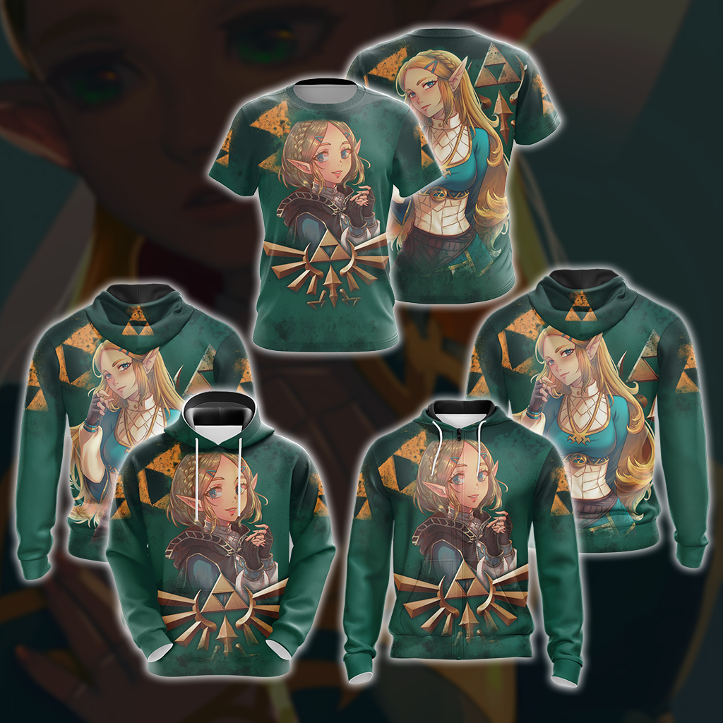 Princess Zelda The Legend of Zelda All Over Print T-shirt Zip Hoodie Pullover Hoodie