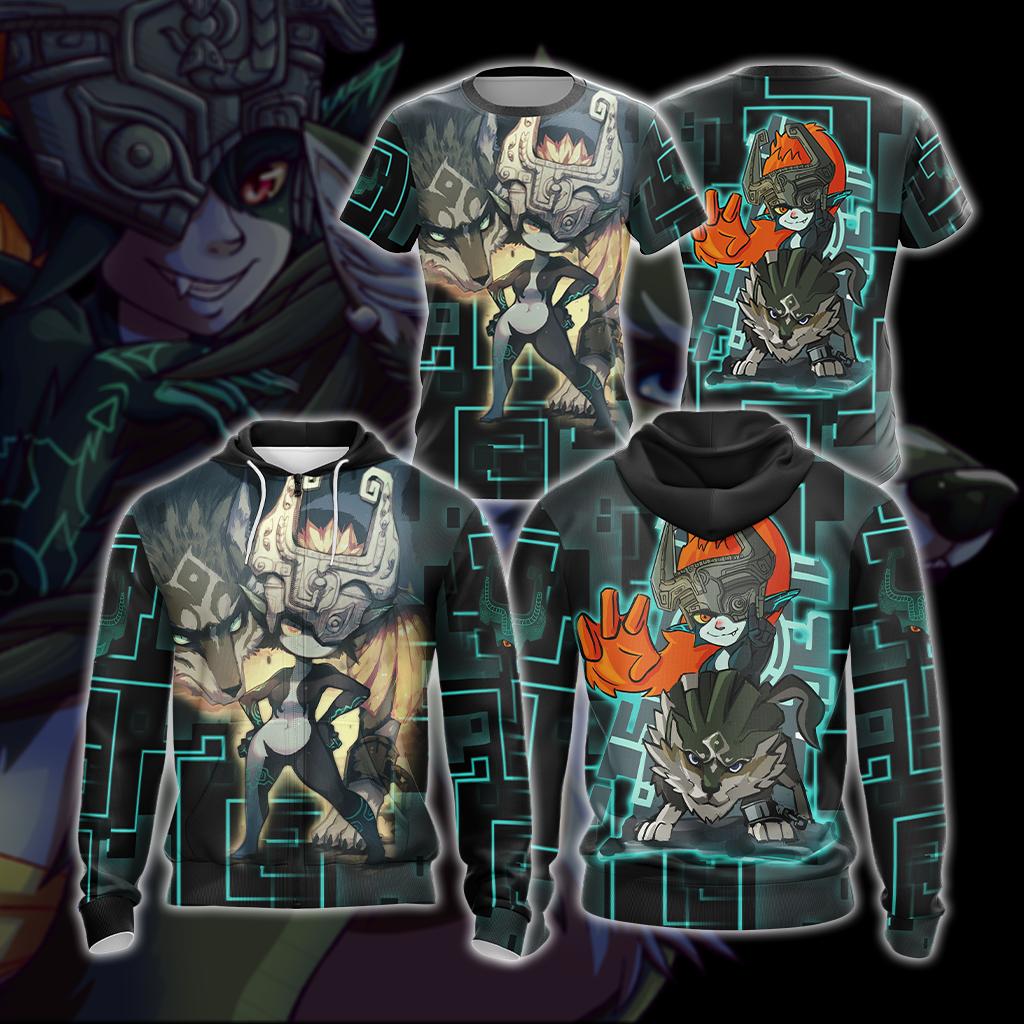 The Legend Of Zelda Wolf Link & Midna Unisex 3D T-shirt Zip Hoodie Pullover Hoodie