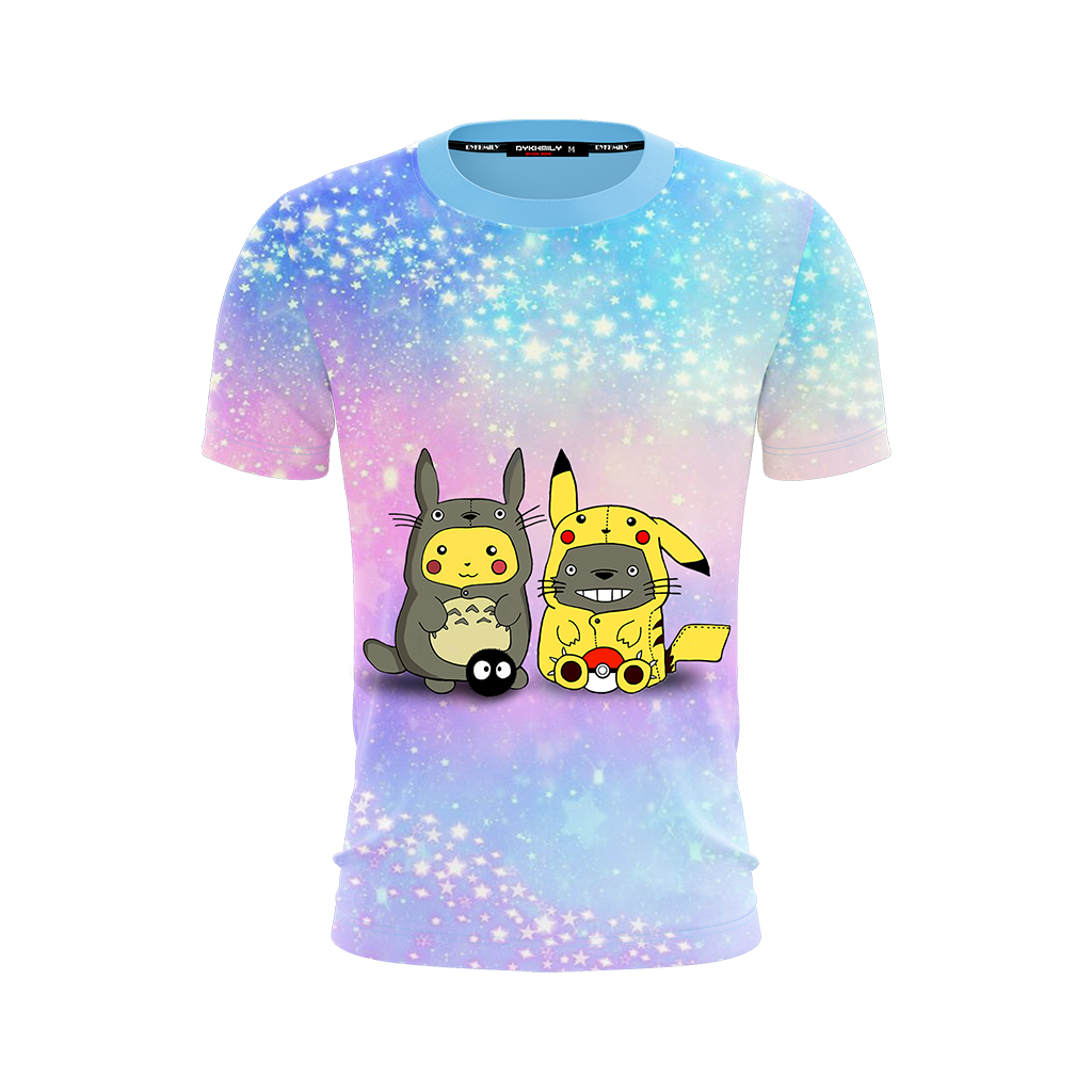 Pikachu Cosplay Totoro & Totoro Cosplay Pikachu Unisex 3D T-shirt