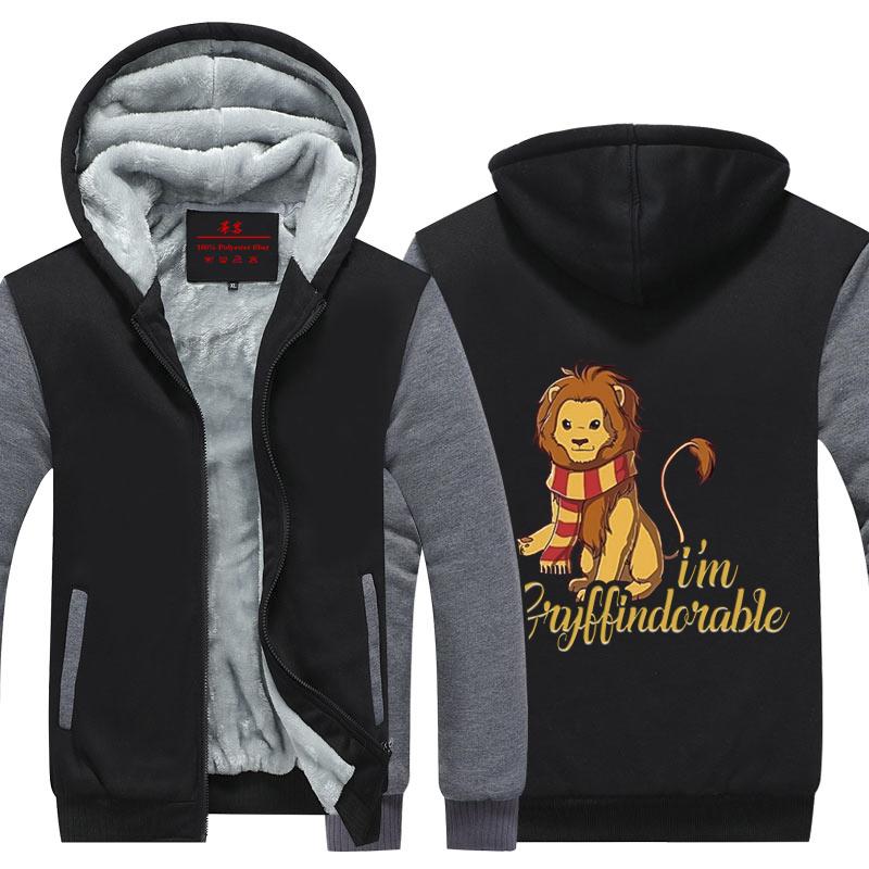 I'm Gryffindorable Harry Potter House Winter Zip Hoodies Black-Grey S