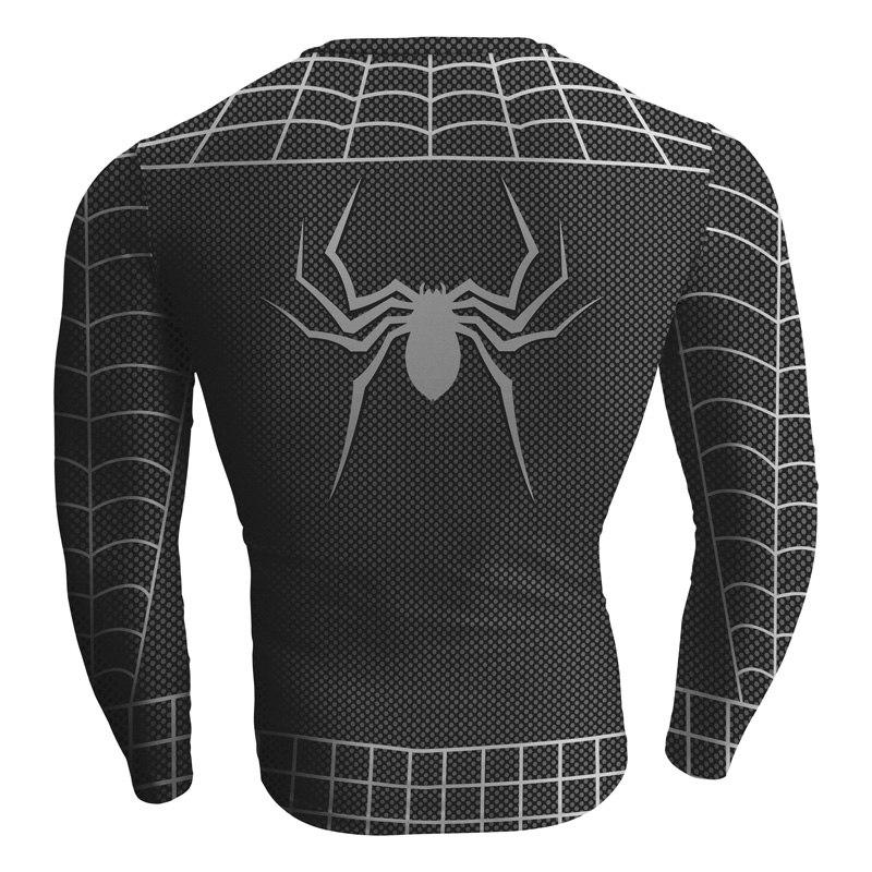 Black Spiderman Cosplay Long Sleeve Compression T-shirt