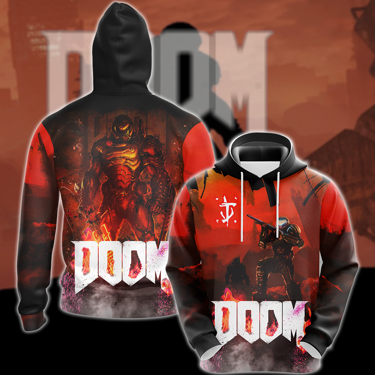 Doom Video Game 3D All Over Print T-shirt Tank Top Zip Hoodie Pullover Hoodie Hawaiian Shirt Beach Shorts Jogger Hoodie S