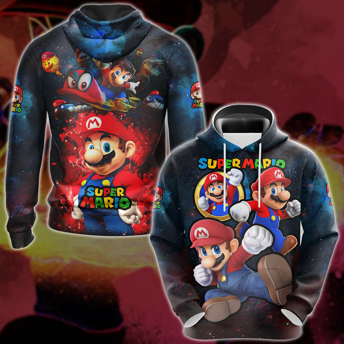 Super Mario Video Game 3D All Over Print T-shirt Tank Top Zip Hoodie Pullover Hoodie Hawaiian Shirt Beach Shorts Jogger Hoodie S