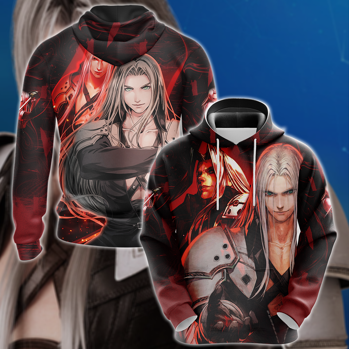 Final Fantasy VII Sephiroth Video Game 3D All Over Print T-shirt Tank Top Zip Hoodie Pullover Hoodie Hawaiian Shirt Beach Shorts Jogger Hoodie S