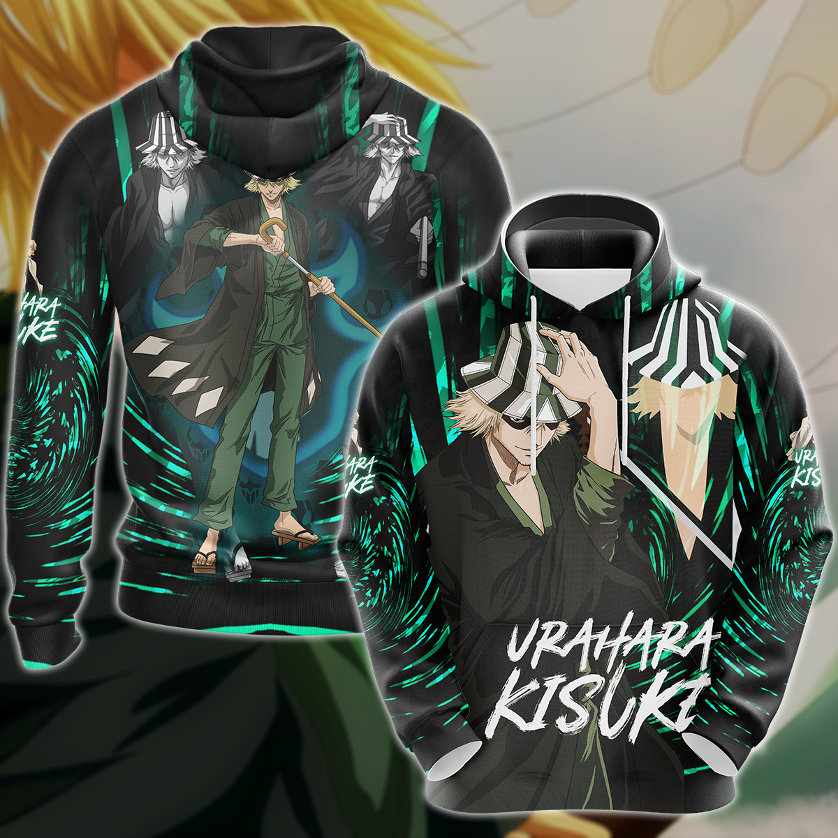 Bleach Kisuke Urahara Anime Manga 3D All Over Print T-shirt Tank Top Zip Hoodie Pullover Hoodie Hawaiian Shirt Beach Shorts Jogger Hoodie S