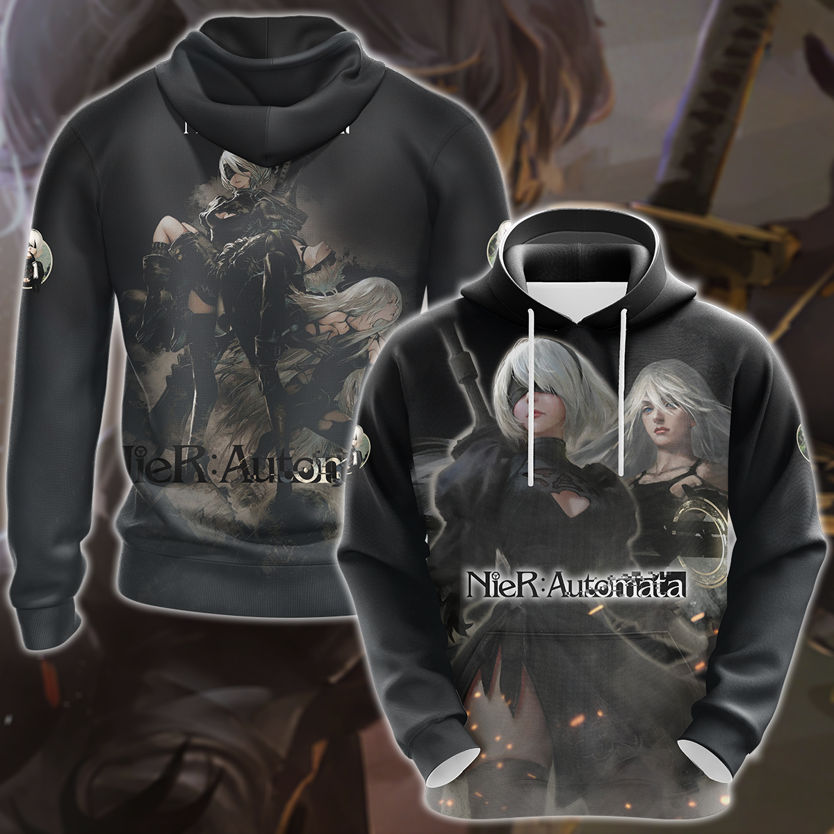 NieR: Automata Video Game 3D All Over Print T-shirt Tank Top Zip Hoodie Pullover Hoodie Hawaiian Shirt Beach Shorts Jogger Hoodie S