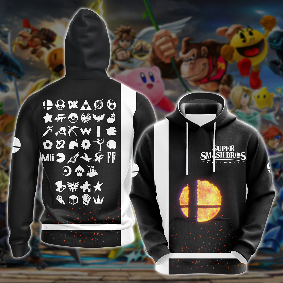 Super Smash Bros. Ultimate Video Game All Over Printed T-shirt Tank Top Zip Hoodie Pullover Hoodie Hawaiian Shirt Beach Shorts Joggers Hoodie S
