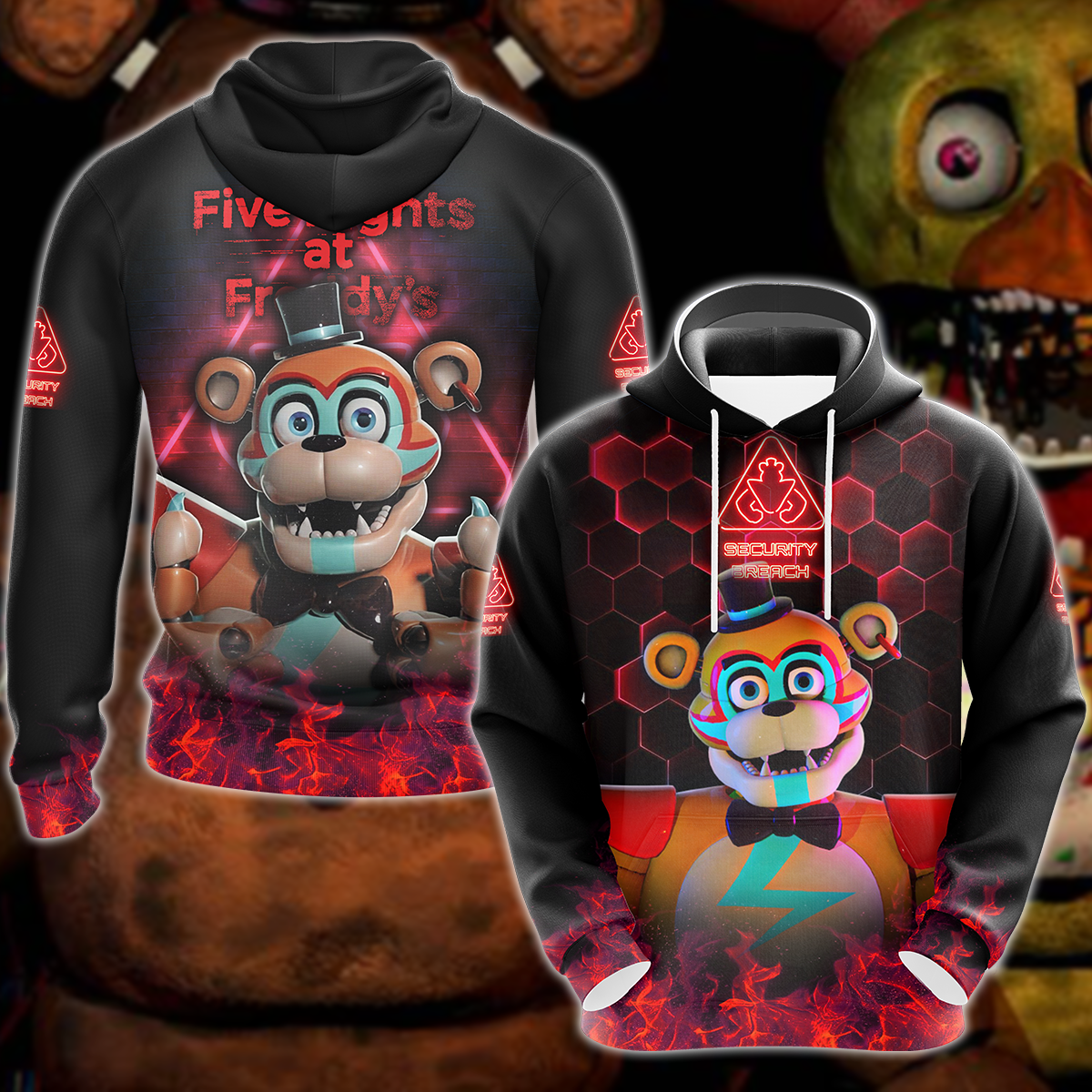 Five Nights at Freddy's: Security Breach Video Game 3D All Over Print T-shirt Tank Top Zip Hoodie Pullover Hoodie Hawaiian Shirt Beach Shorts Jogger Hoodie S