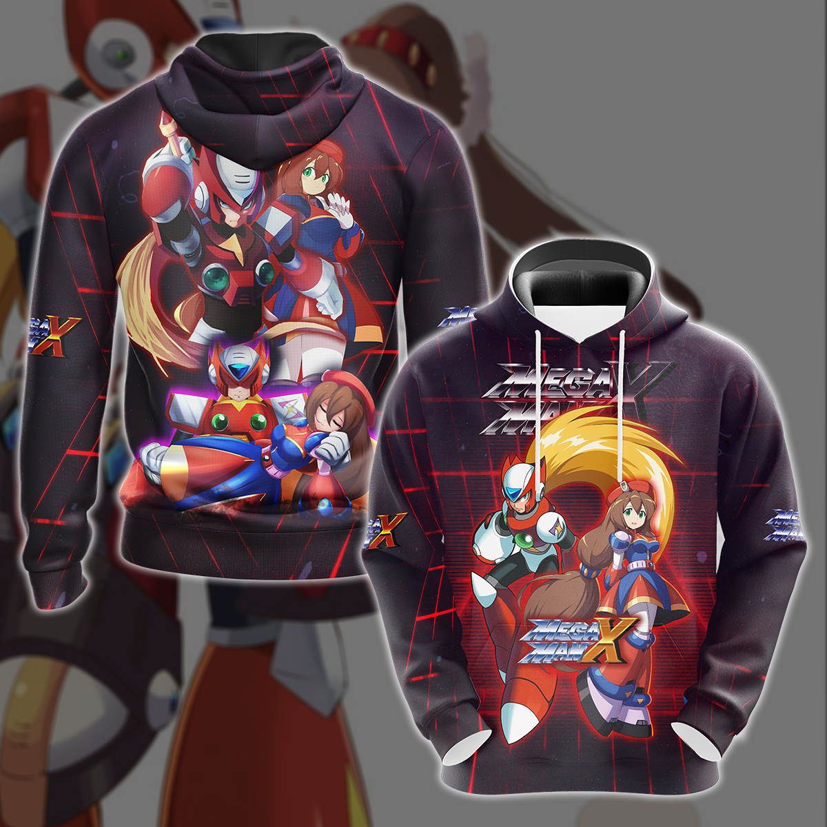 Mega Man X: Zero & Iris Video Game 3D All Over Printed T-shirt Tank Top Zip Hoodie Pullover Hoodie Hawaiian Shirt Beach Shorts Jogger Hoodie S